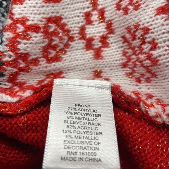 Trendy Ms. Claus Red Metallic Sparkling Christmas Sweater - Picture 8 of 9